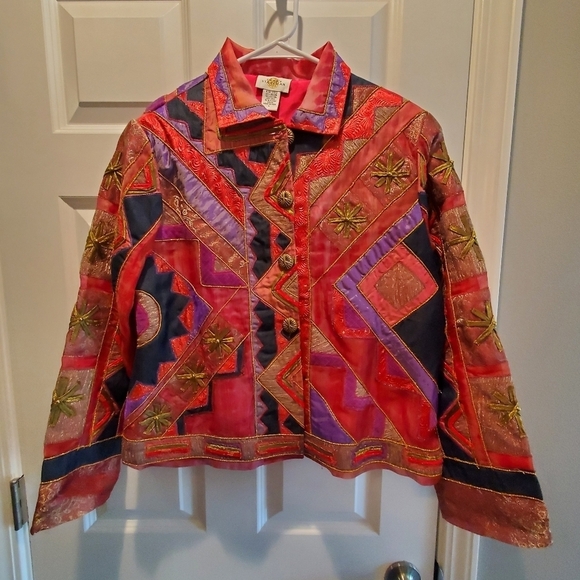 Sandy Starkman Vintage coat. Silk sz large. Button up. Boho indie feel - Picture 1 of 8